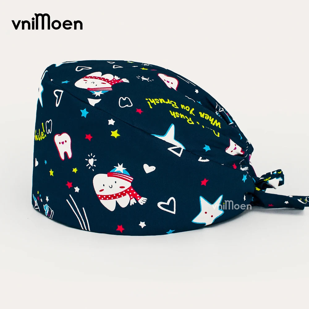 Cartoon Print Scrub Caps