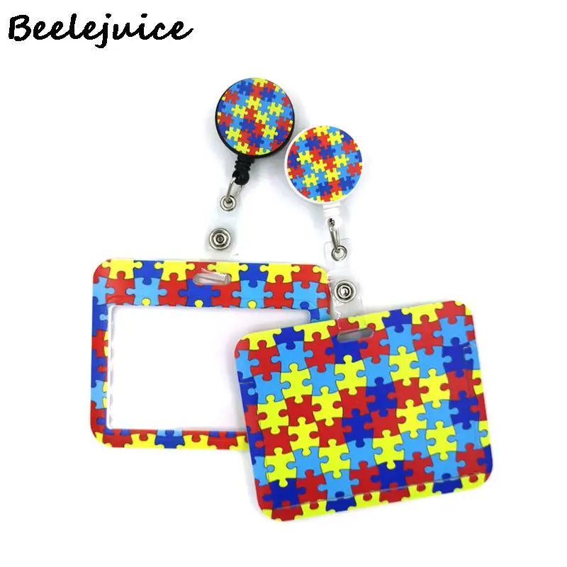 Autism Awareness Horizontal ID Retractable Badge Holder