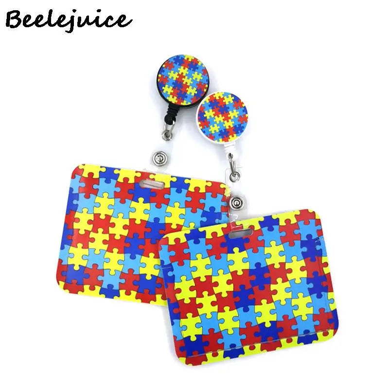 Autism Awareness Horizontal ID Retractable Badge Holder